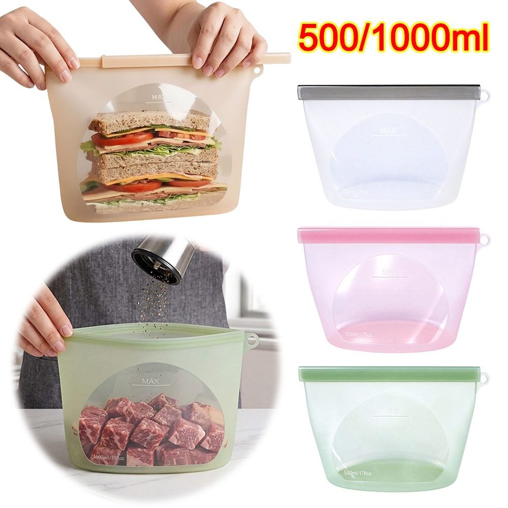 Food Z - シリコン食品保存袋 防湿鮮度保持食品包装袋 再利用可能なジップロックデザイン フルーツ冷凍庫用シールバッグ