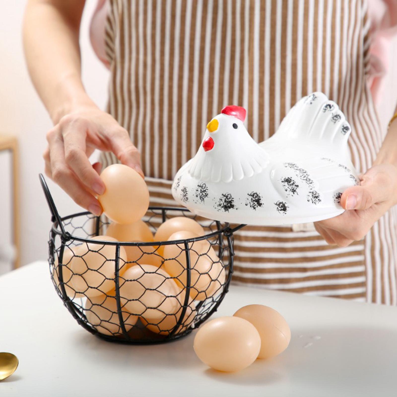 Food Snacks Basket - 金属製の卵収納バスケット、スナックやフルーツ用のバスケット、陶器製の鶏のデザインのコレクション
