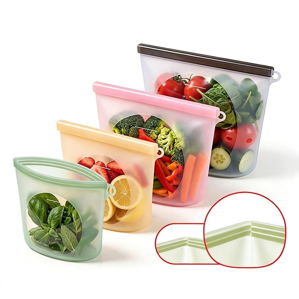 Food Z - シリコン食品保存袋 防湿 再利用可能 食品包装袋 ジップロックデザイン 鮮度保持