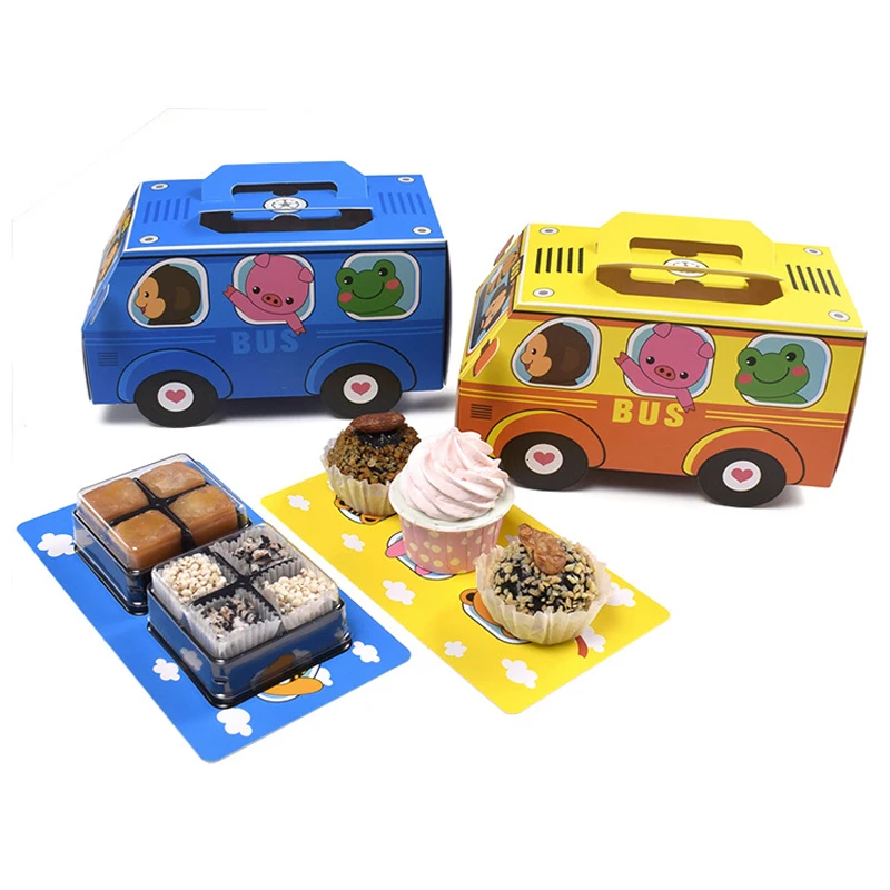 Food Snacks For School - 6個入りギフトボックス包装ハンドルケーキギフトボックス、クッキー、キャンディ、スナック、ペストリー、子供の誕生日パーティーのギフト、ロールケーキボックス用品