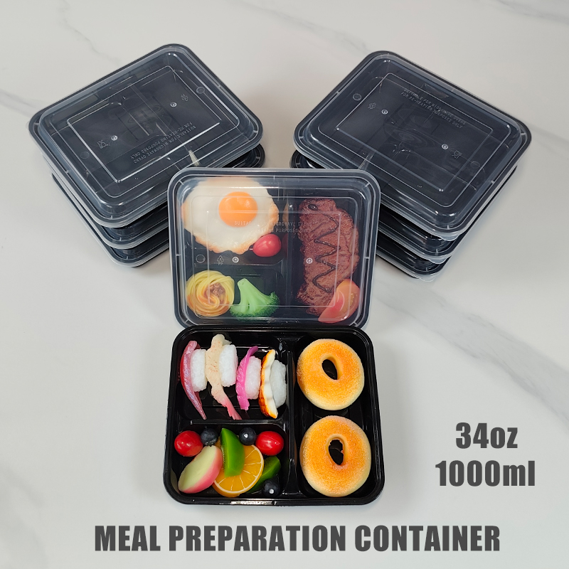Food Snacks For School - 3コンパートメント 34オンス/1000ml、12/35個入り、漏れ防止食事準備容器、個別の食品容器、積み重ね可能、電子レンジ/冷凍庫/食器洗い機対応、オフィスランチ、学校ランチ/ピクニック/ジム/サイクリング/スナック/フルーツ/旅行に最適