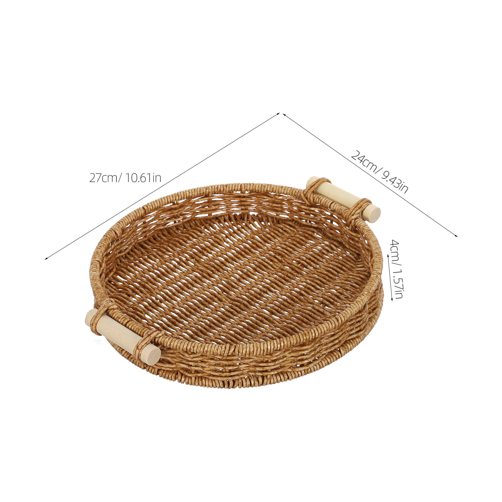 模造ラタン製パンバスケット 27cm 丸型編み込みスナックサ - Food Snacks Basket のレビューと価格