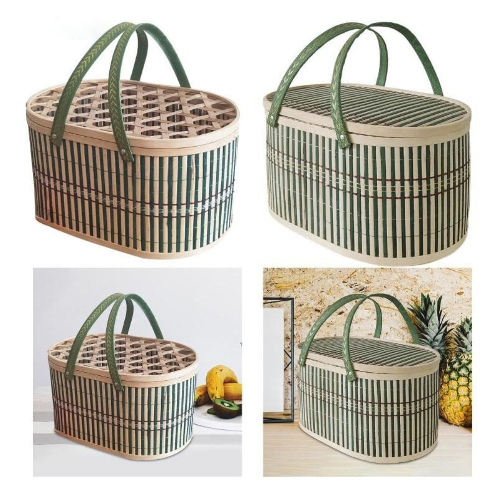 丈夫な手作り竹かご 蓋付き 食品・果物収納かご ギフト包装か - Food Snacks Basket のレビューと価格