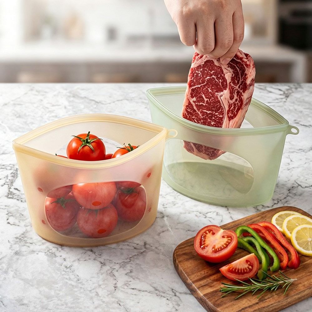 シリコン食品保存袋 防湿 再利用可能 食品包装袋 ジップロッ - Food Z のレビューと価格