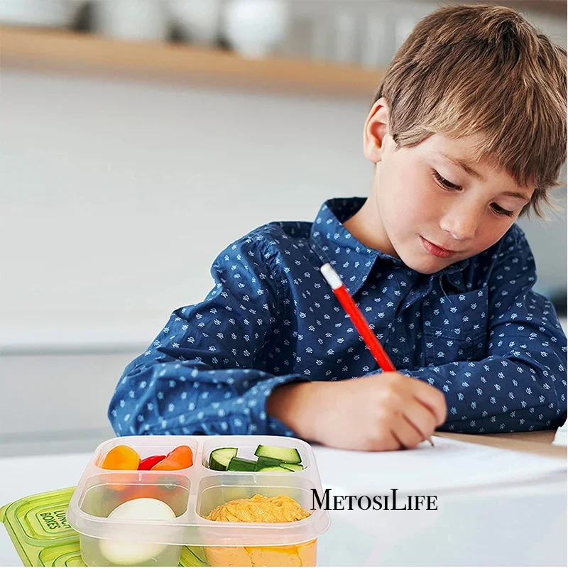 プラスチック製弁当スナックボックス 再利用可能な 4 コンパ - Food Snacks For School のレビューと価格