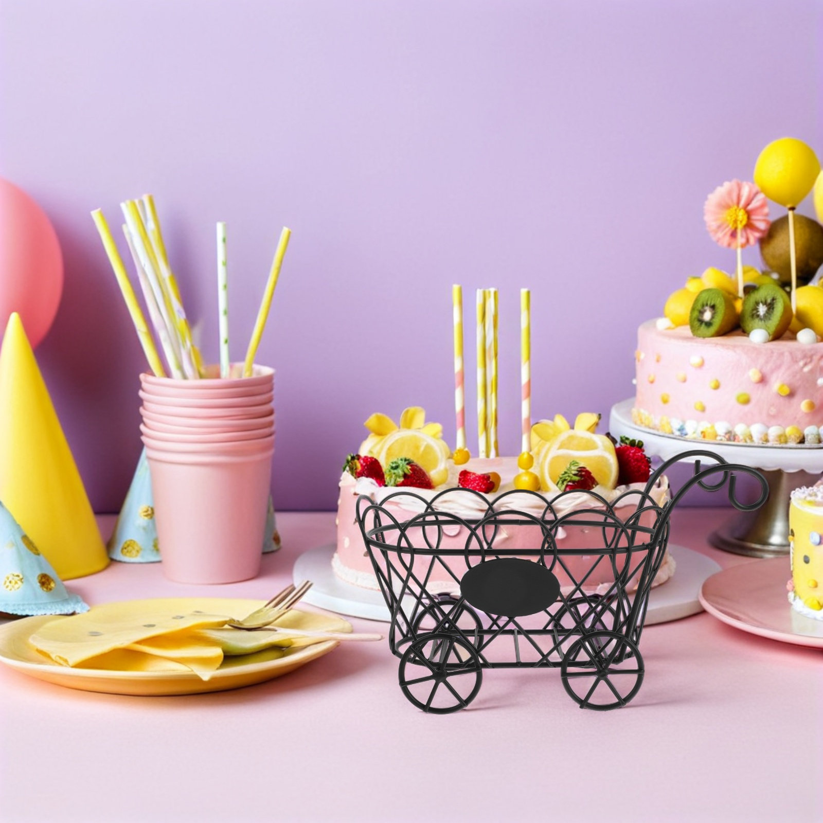 フライドポテトバスケットクレードルカート型ブラック合金スナッ - Food Snacks Basket のレビューと価格