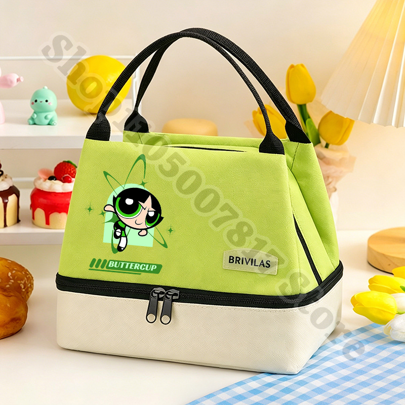かわいいパワーパフガールズアニメジップランチトートアクセサリ - Food Z のレビューと価格