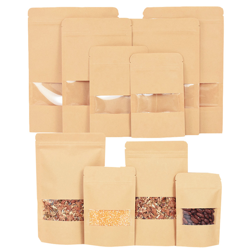 20/50 個クラフト紙ジップロックバッグ窓食品スナック茶自 - Food Snacks For School のレビューと価格