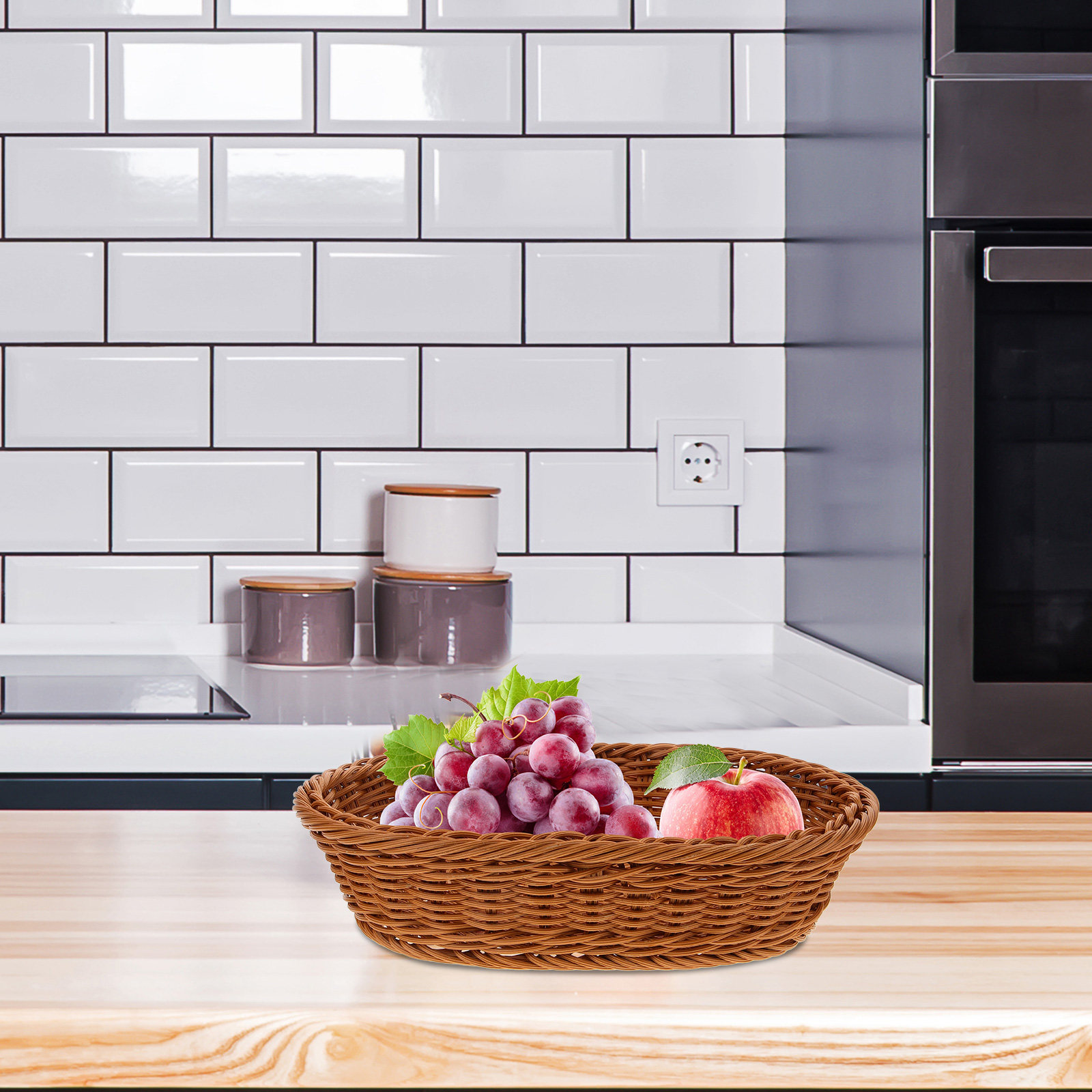 PP製フルーツバスケット、オーバル型の素朴な収納バスケット、 - Food Snacks Basket のレビューと価格