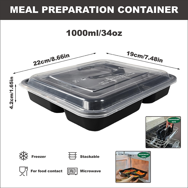 3コンパートメント 34オンス/1000ml、12/35個入 - Food Snacks For School のレビューと価格